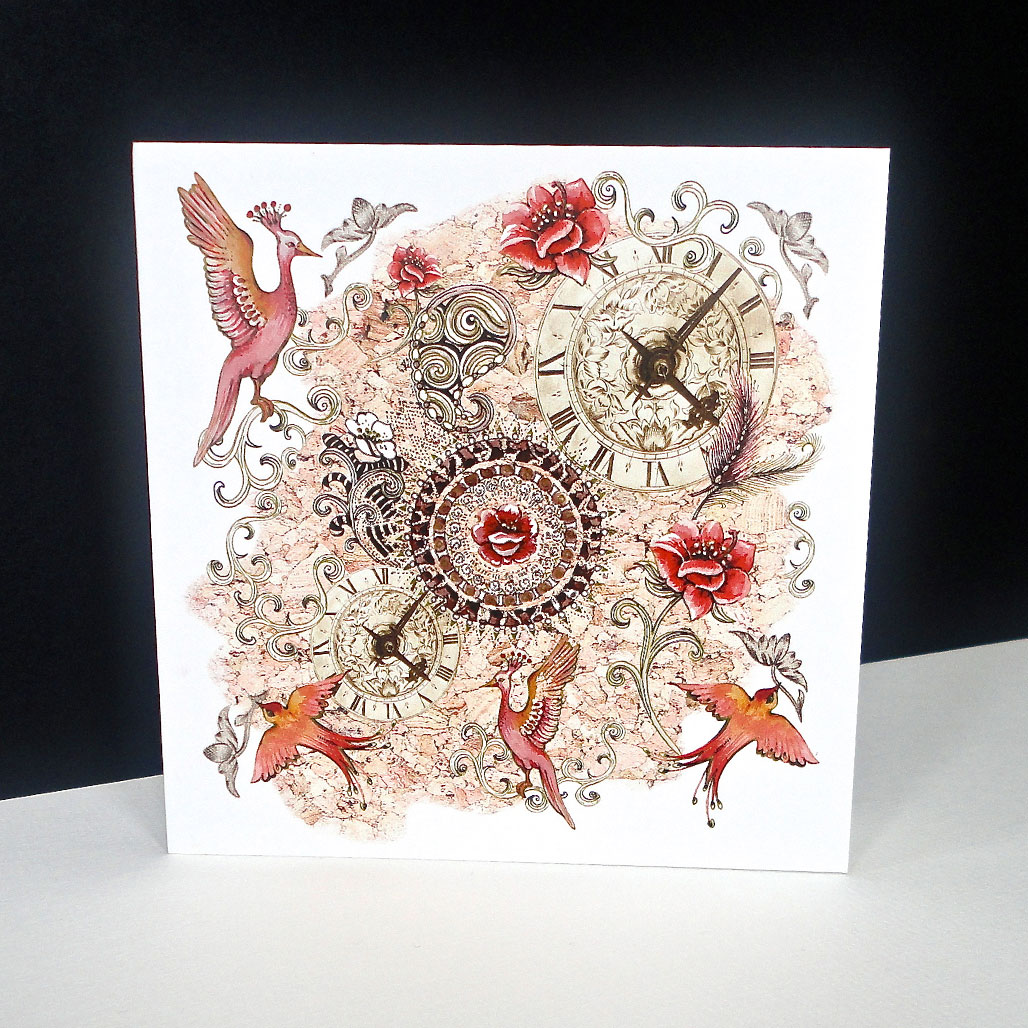 Clock & Bird Single Card