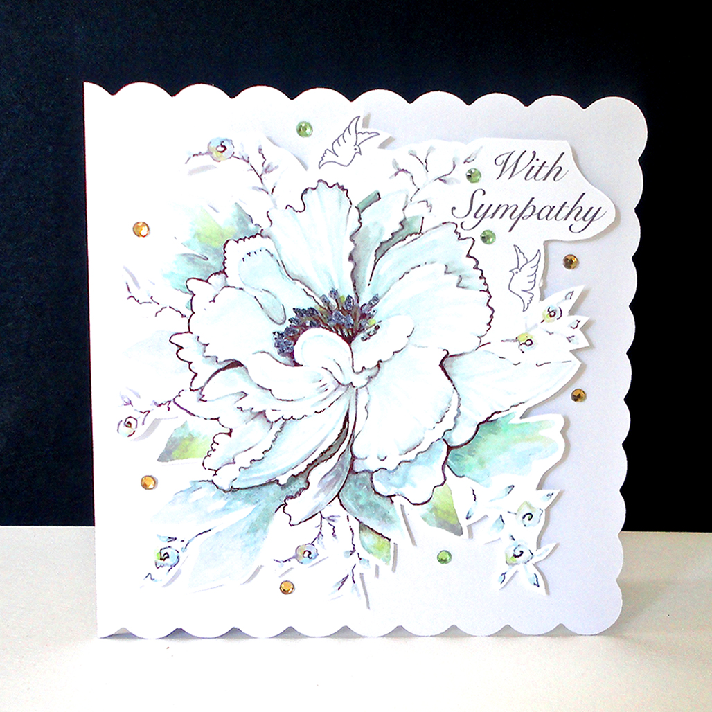 White Flower and Doves Sympathy Card  Decorque Cards