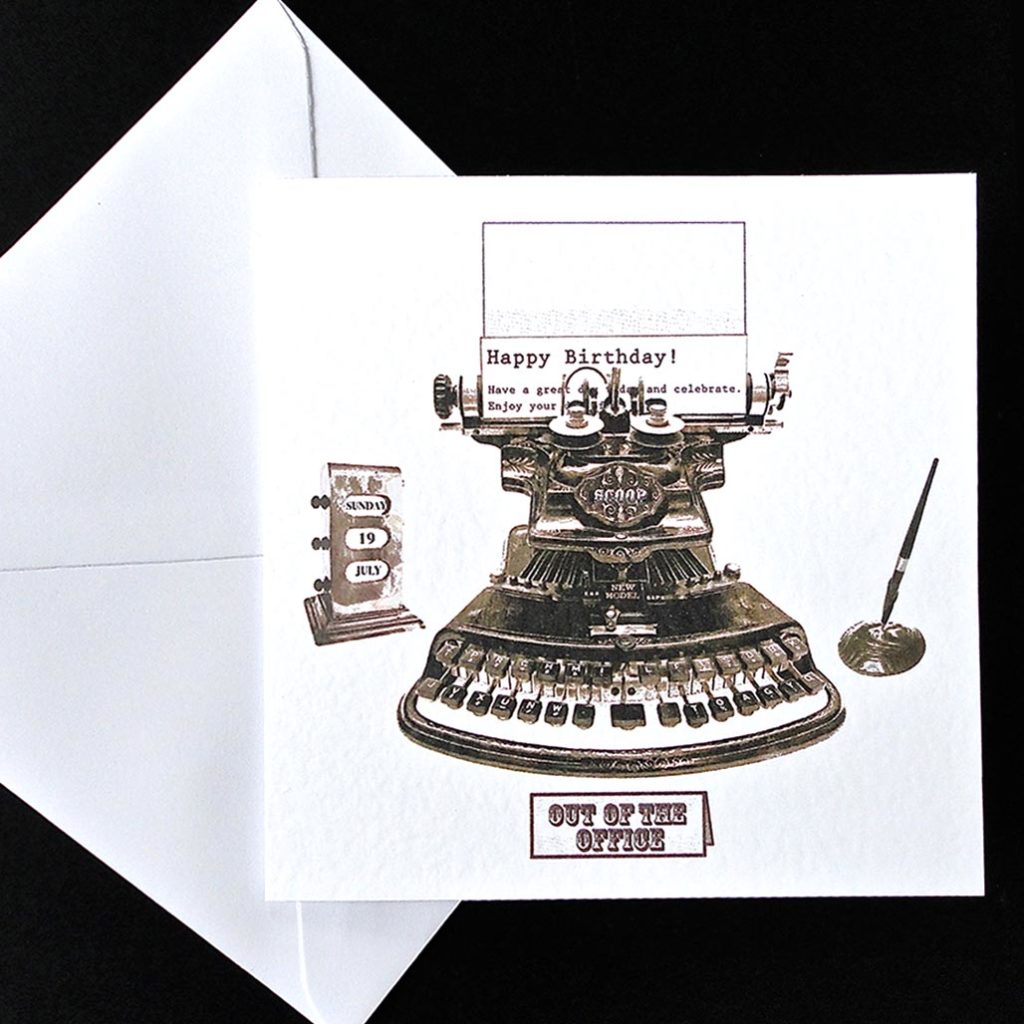 Happy Birthday Antique Typewriter Handmade Card Decorque Cards
