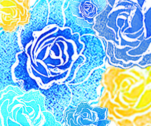 Blue and Yellow water colour roses