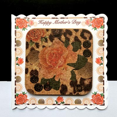 Orange Rose & Skin Print Mother's Day Card