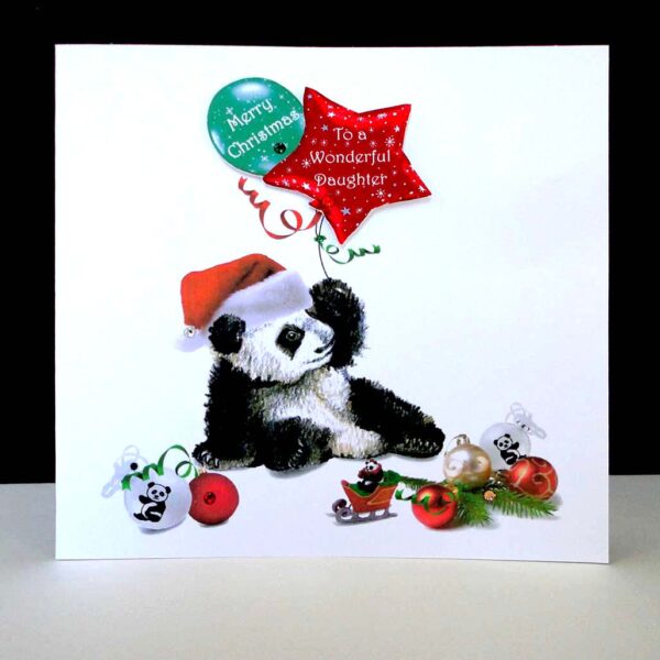 Panda Merry Christmas Daughter Handmade Card