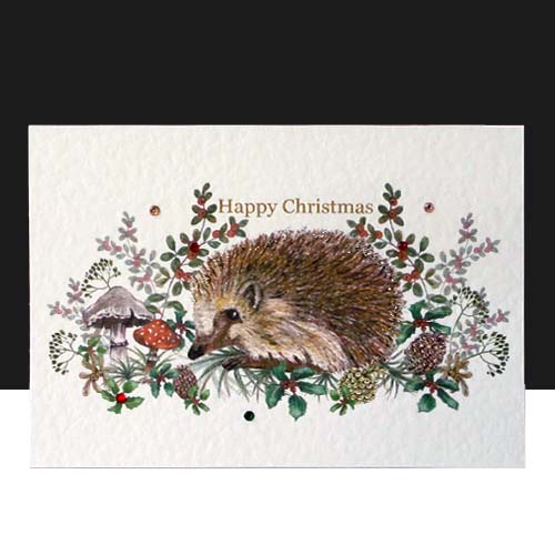 A Hedgehog Happy Christmas - Handmade Card