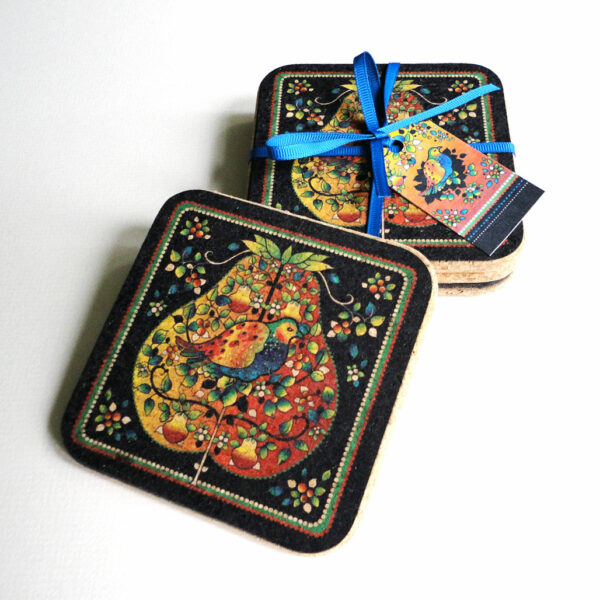 Four Christmas Partridge in a Pear Tree Square Coasters