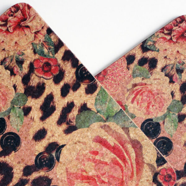 Two Pink Rose & Skin Square Cork Placemats