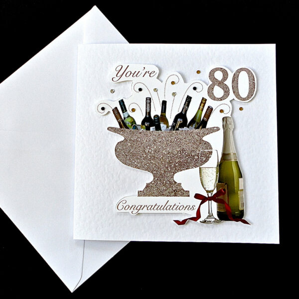 Celebration Bottles 80th Handmade Birthday Card