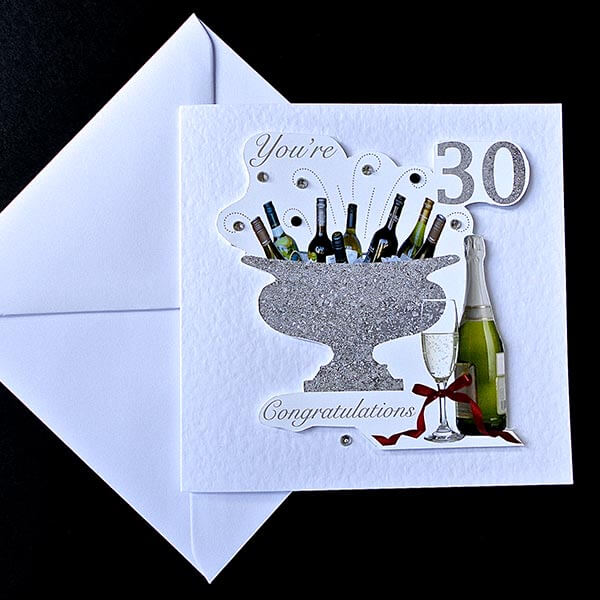 Celebration Bottles 30th Handmade Birthday Card.