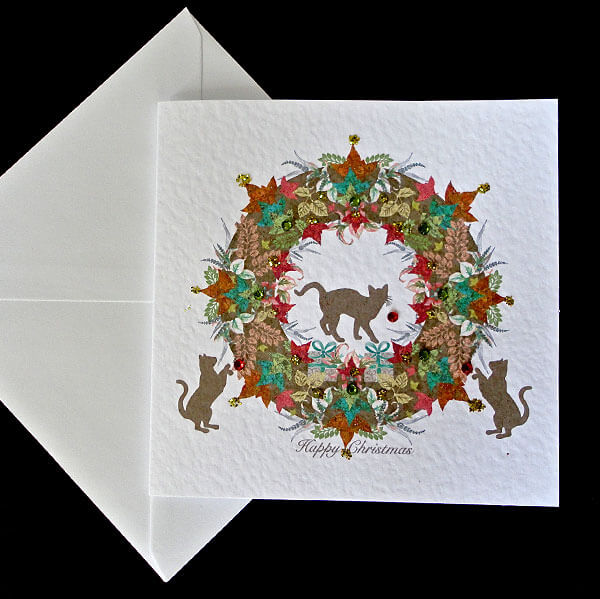 Christmas Cat Toile Card