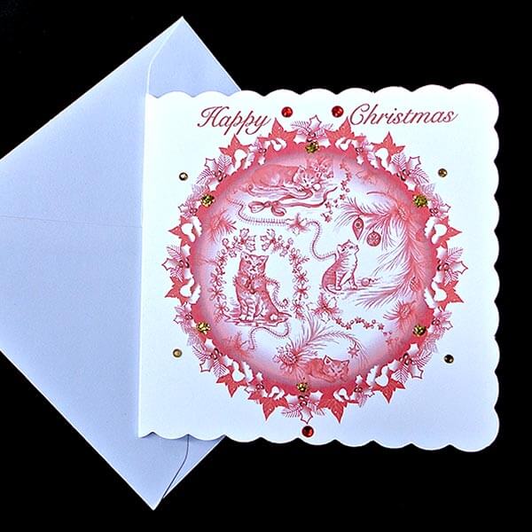 Christmas Cat Toile Card