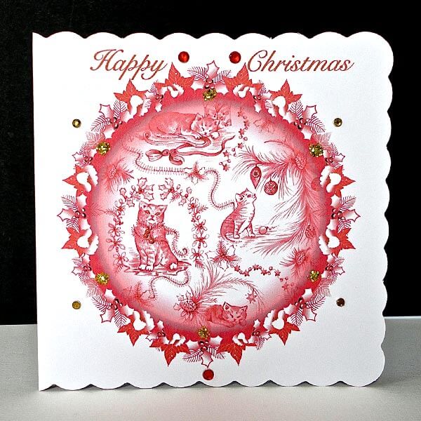 Christmas Cat Toile Card