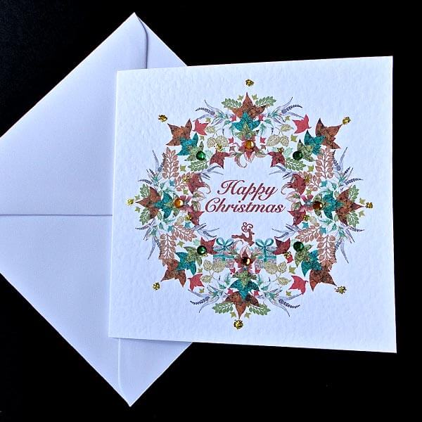 Christmas Leaf Garland Card