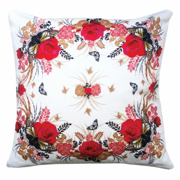 The Red Rose and Butterfly Duo Cushion