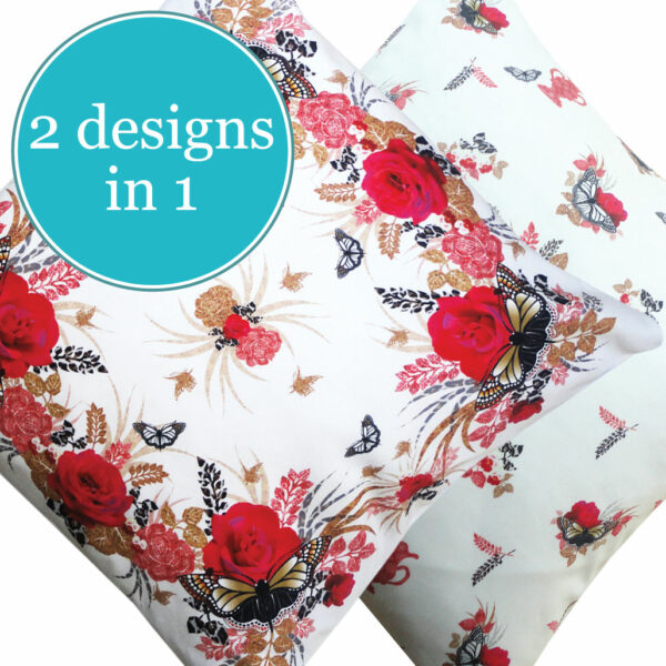 The Red Rose and Butterfly Duo Cushion