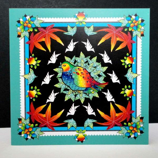 Turquoise Festive Partridge Christmas Card