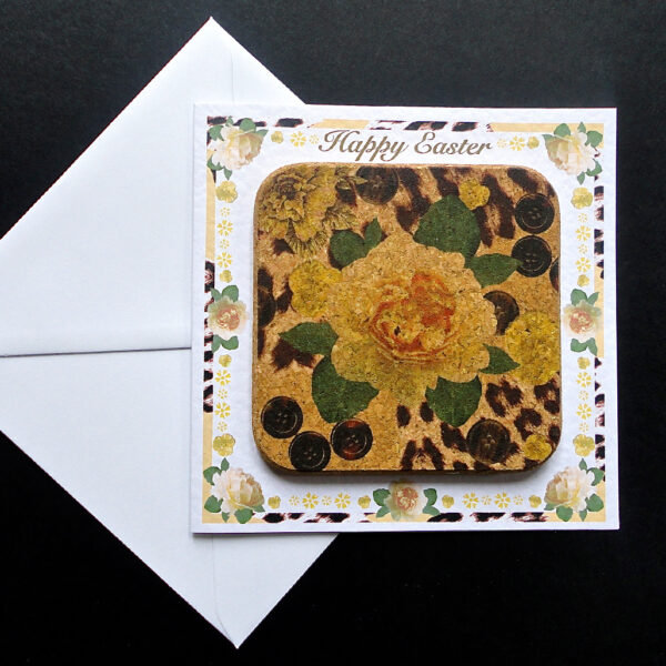 Yellow Rose & Skin Easter Coaster Card