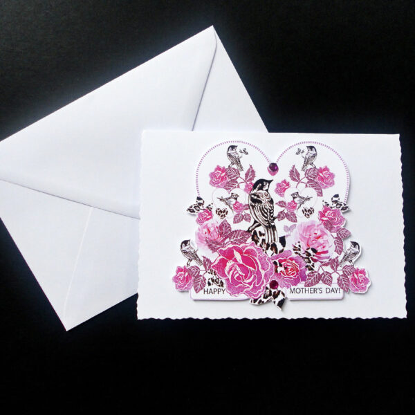 Pink Rose and Bird Mother's Day Card