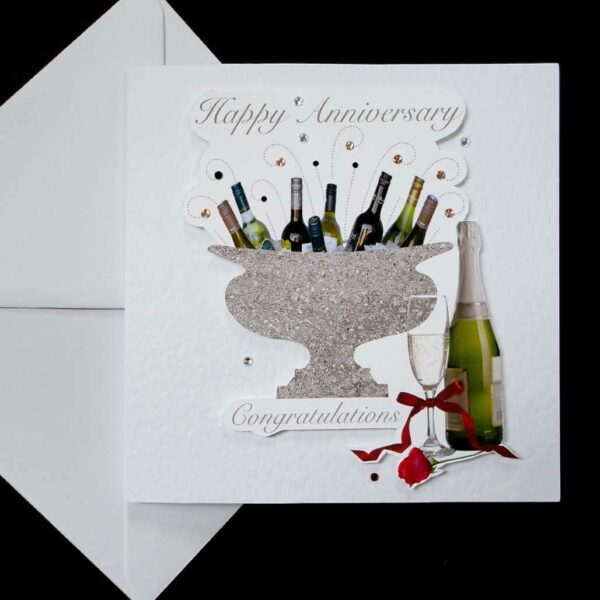 Celebration Bottles Wedding Anniversary Card.