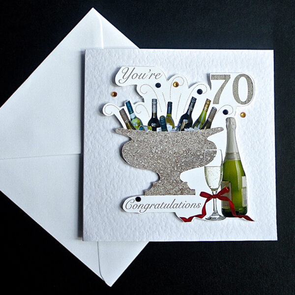 Celebration Bottles 70th Birthday Card