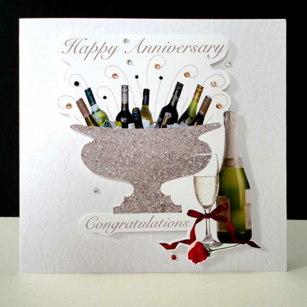 Celebration Bottles Wedding Anniversary Card.