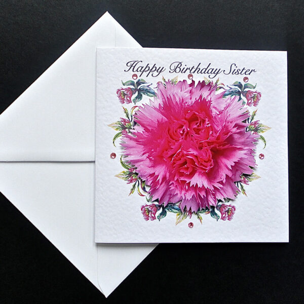 Pink Carnation Happy Birthday Sister Card