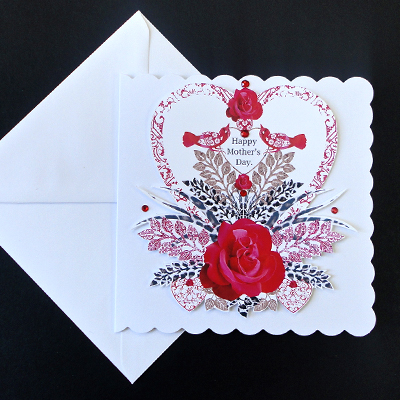 Red Heart Display Mother's Day Card