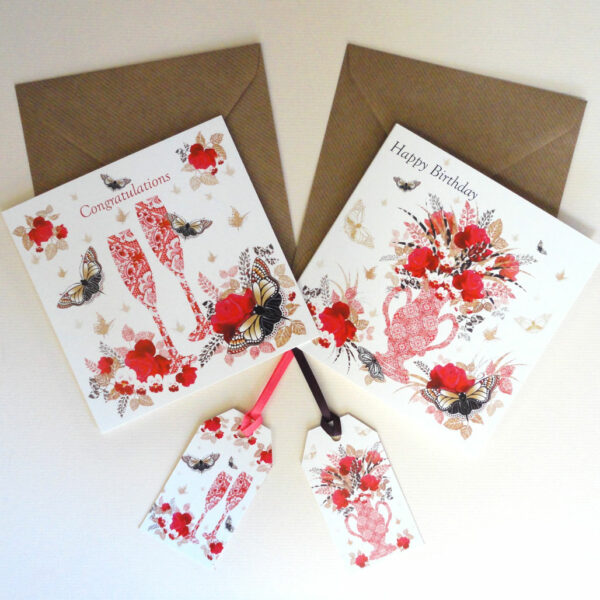 Decorque Red Rose Display Duo - Greeting Cards & Tags