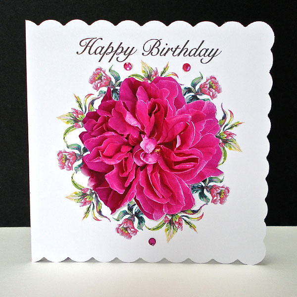 Cerise Rose Handmade Happy Birthday Card