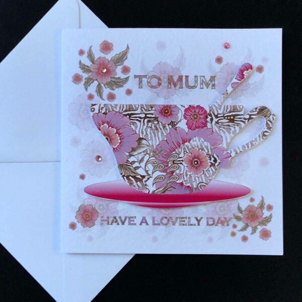 Happy Birthday Mum Floral Teacup Card