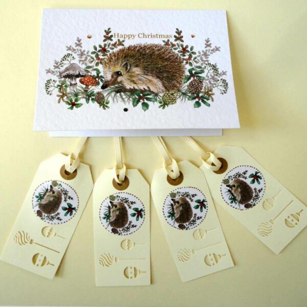 Hedgehog Happy Christmas Card