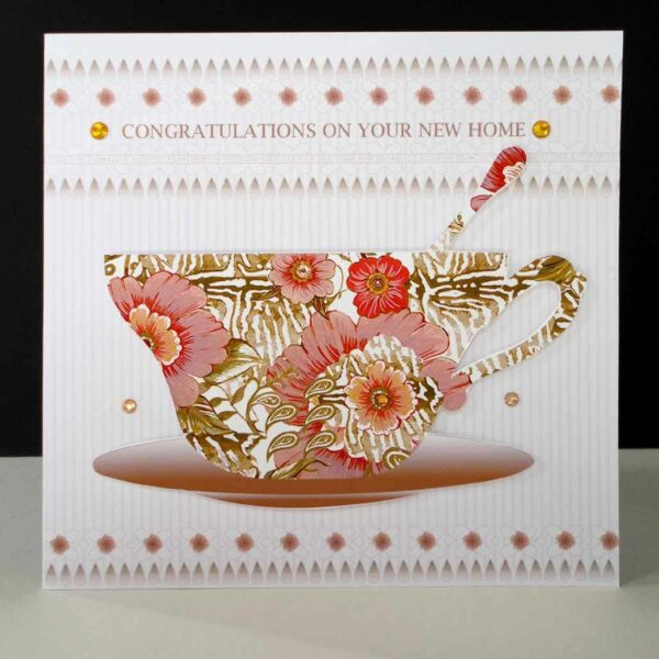 New Home Gold Teacup Handmade Cards.