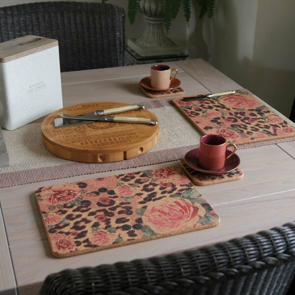 Two Pink Rose & Skin Rectangular Cork Placemats