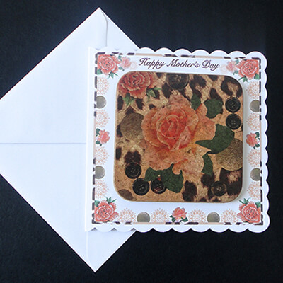 Orange Rose & Skin Print Mother's Day Card