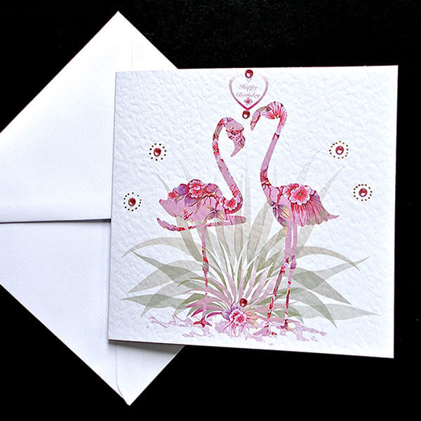 Pink Fantasy Flamingo - Handmade Birthday Card