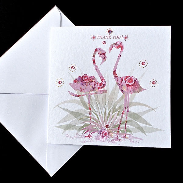 Pink Fantasy Flamingo - Handmade Thank You Card