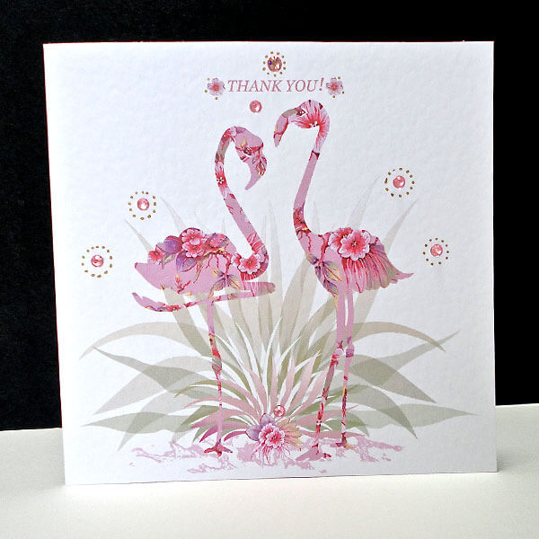 Pink Fantasy Flamingo - Handmade Thank You Card