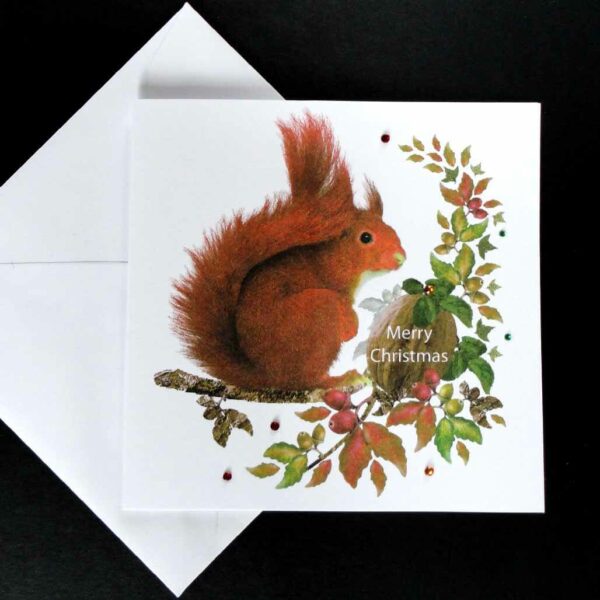 Red Squirrel at Christmas Card