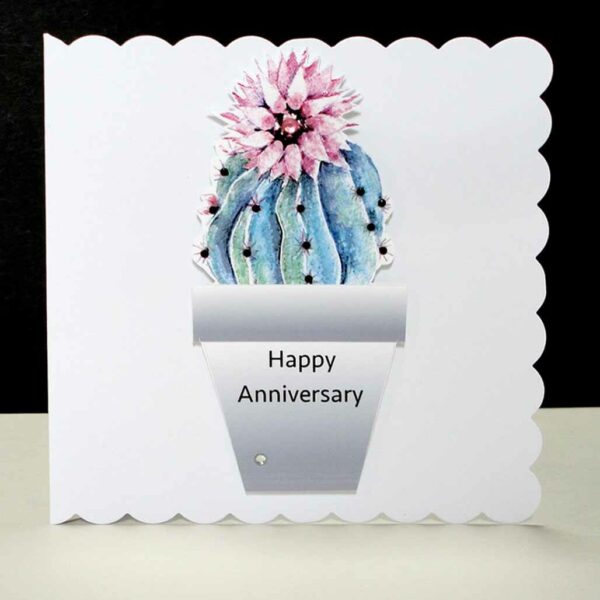 Rosy Pincushion Cactus Anniversary Card