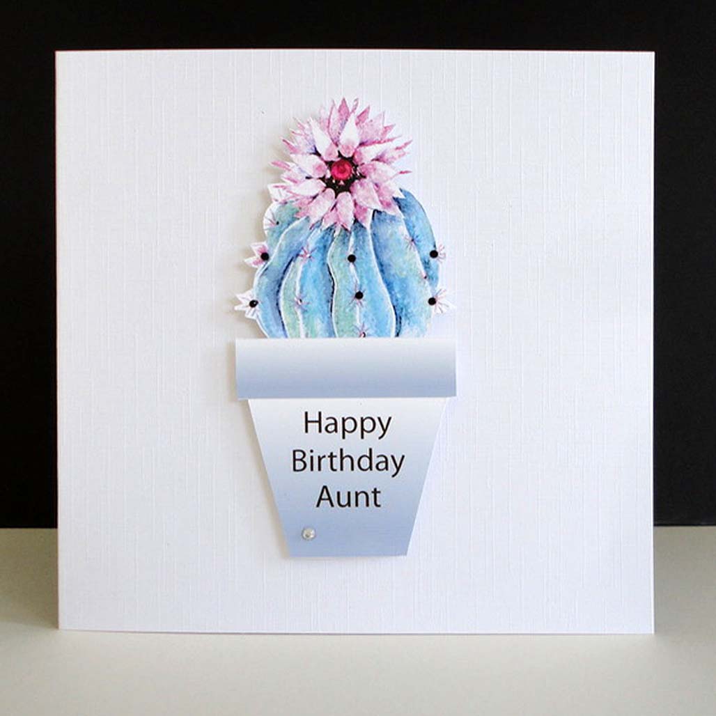 rosy pincushion cactus happy birthday aunt card decorque