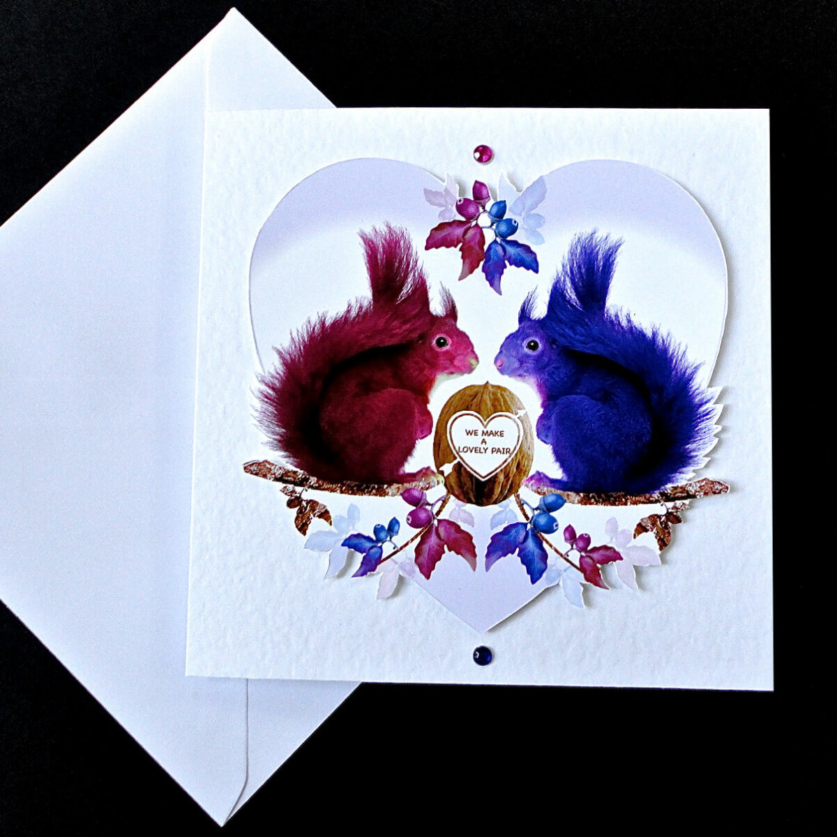 Valentine’s – A Lovely Pair of Squirrels Handmade Card.