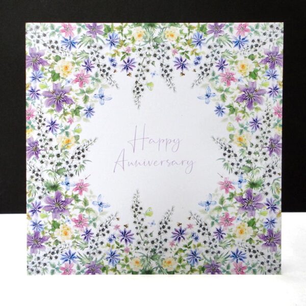 Happy Anniversary Card - British Floral Garden Valance