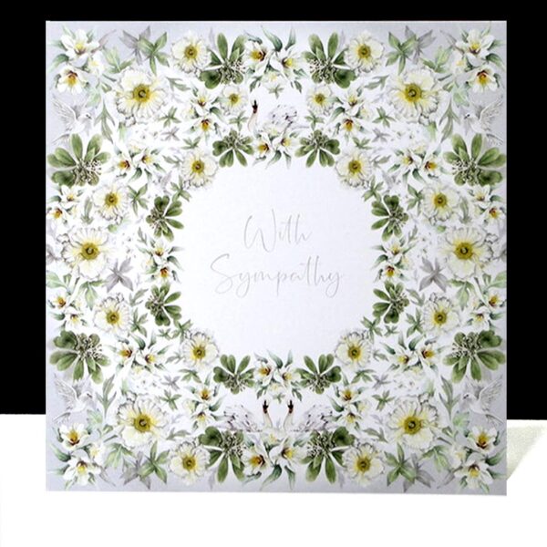 With Sympathy - Swan Floral Valance Card.