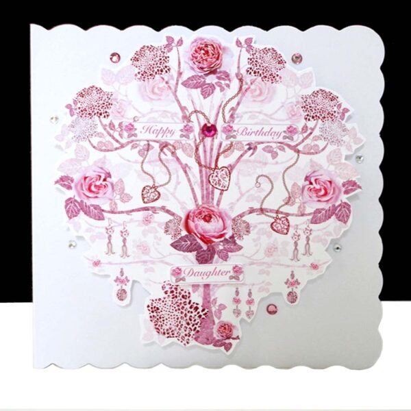 Pink Jewelled Tree - Happy Birthday Daughter Handmade Card