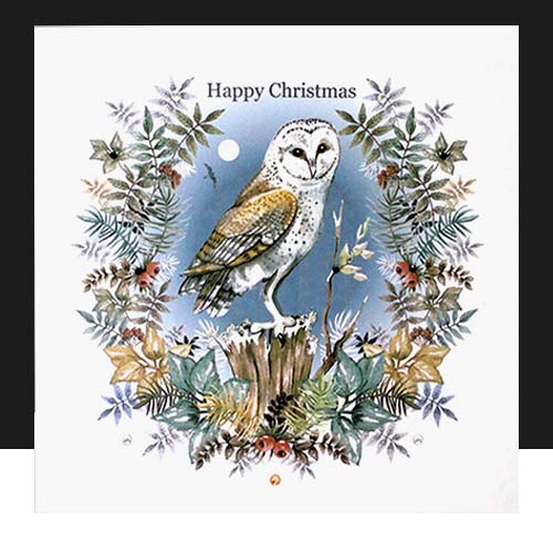 A Christmas Owl Garland - Happy Christmas Handmade Card