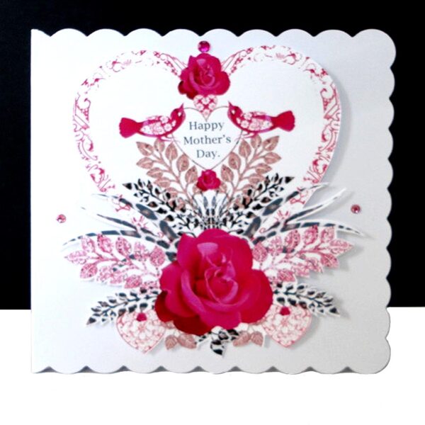 Happy Mother's Day -Fuchsia Pink Heart Display Handmade Card