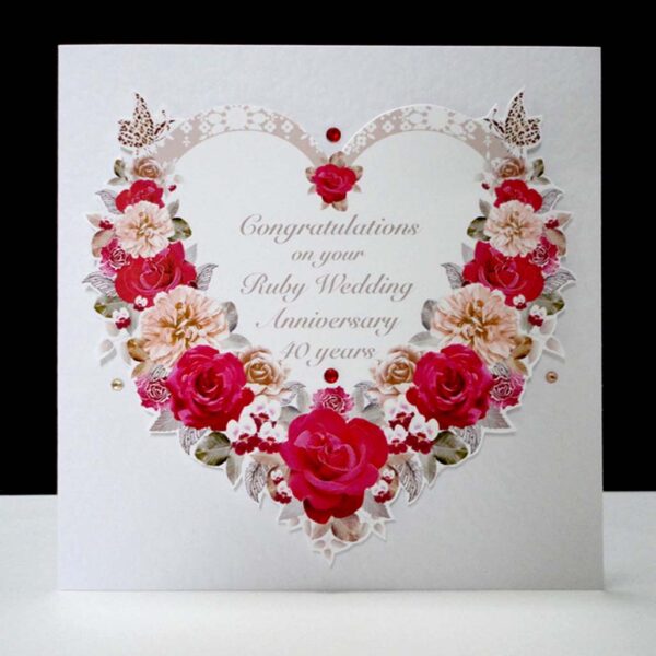 Happy Anniversary Card, Personalized Anniversary Card, Floral Heart Cards 