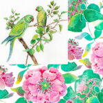 A Chatter of Parakeets in Pattern - Hand Painted Card - Image 4