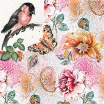 A Beautiful Bullfinch in Pattern - Hand-painted Card - Image 3