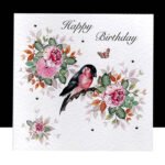 A Happy Birthday- Bullfinch and Roses Handmade Card
