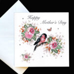 A Happy Mother's Day - Bullfinch and Roses Handpainted Card - Image 2