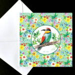 A Bee-eater Bird in Pattern - Hand painted Card - Image 2